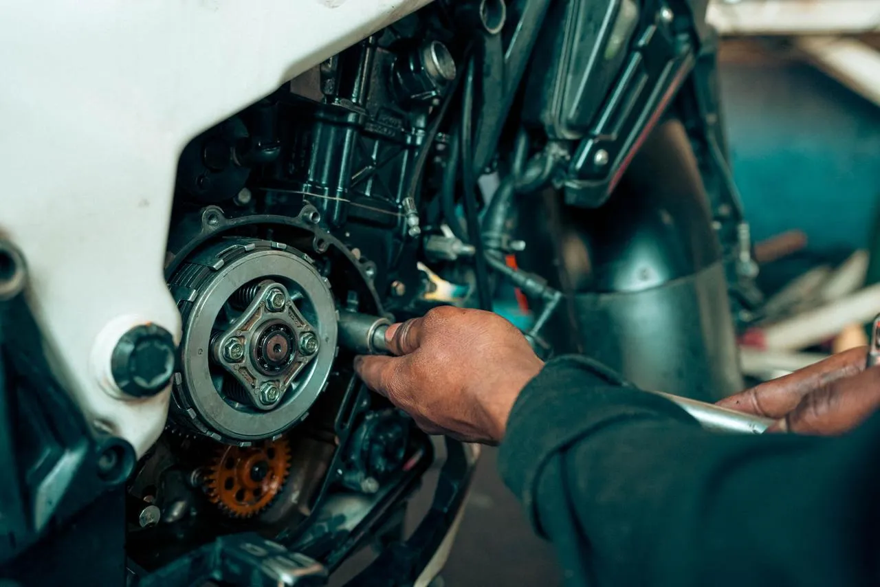 Our mechanic working on a clutch in the workshop