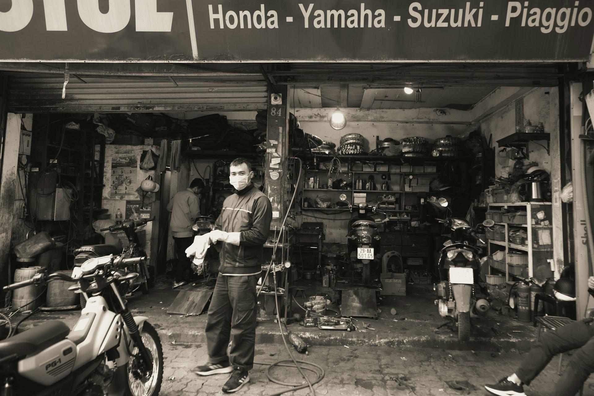 Motorcycle repair shop interior — Rev and Ride, Kapan